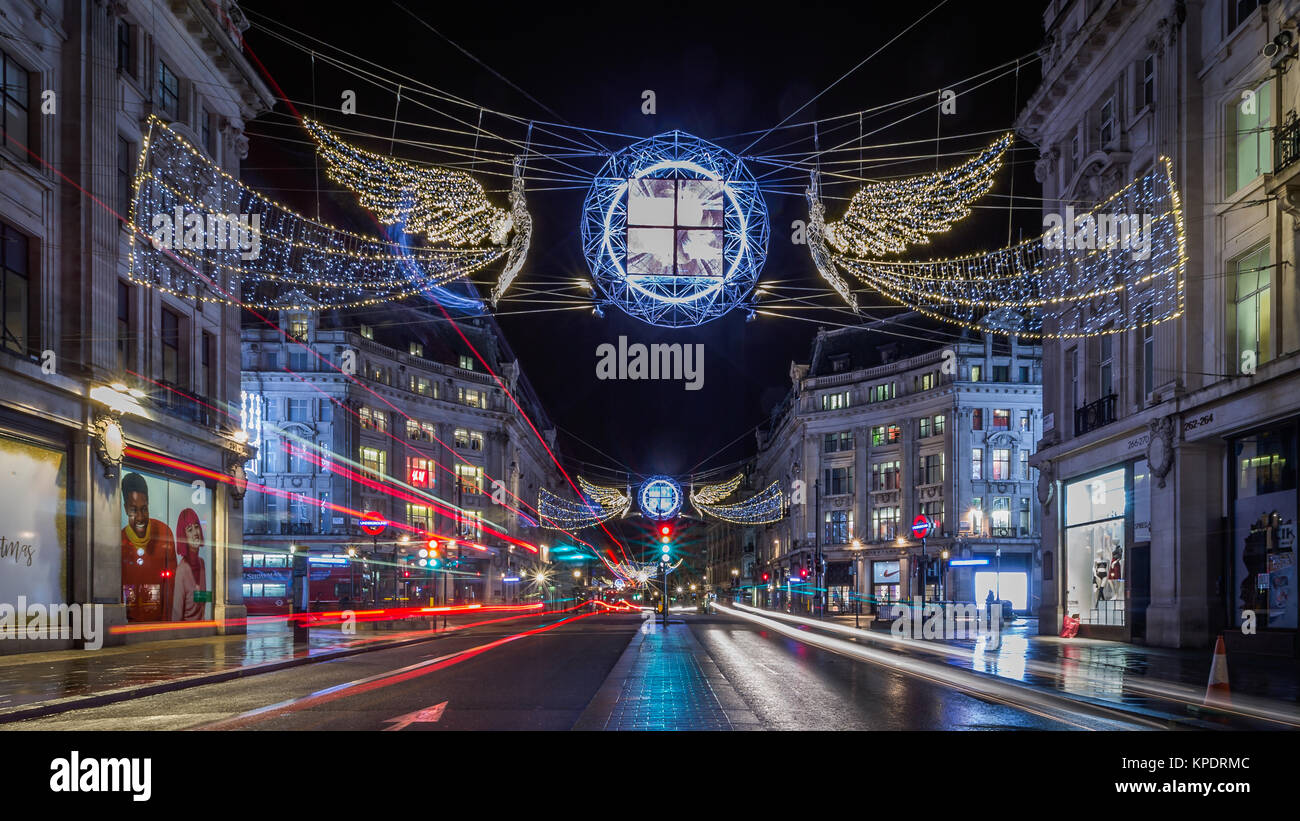 Christmas street lights and decorations in London Stock Photo Alamy