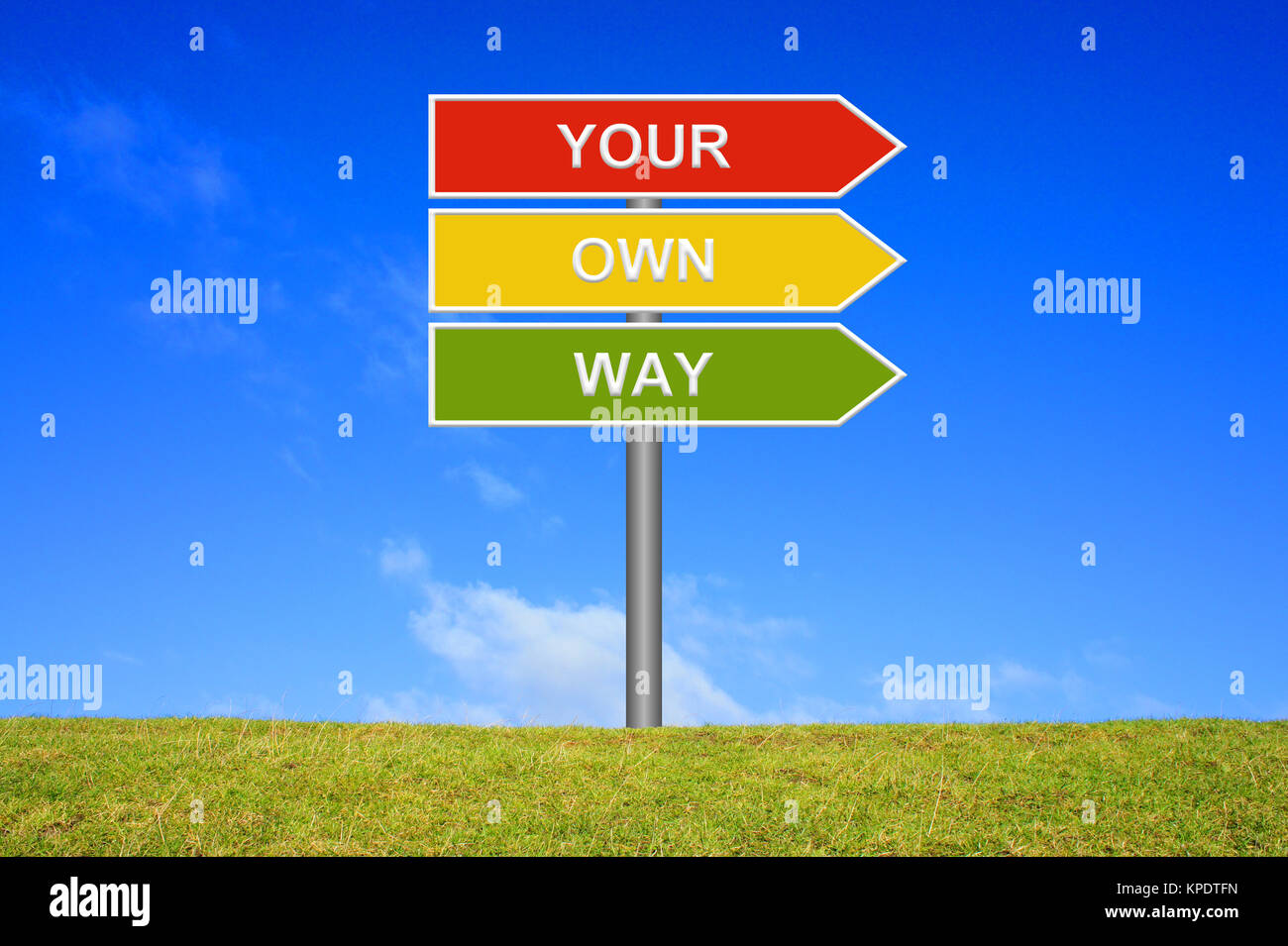 sign signpost shows your own way Stock Photo - Alamy