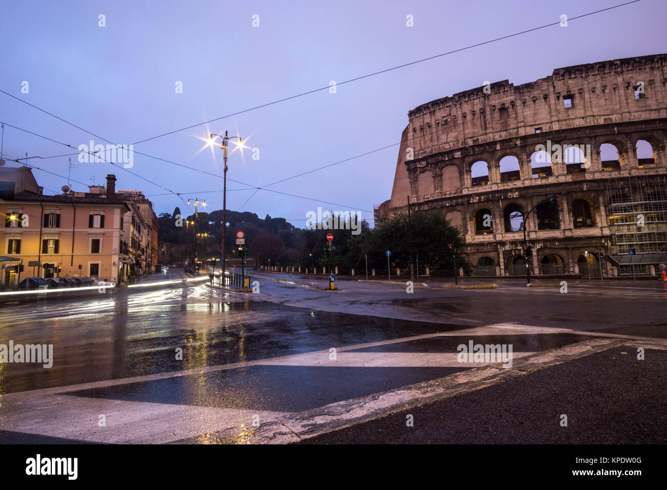 Colosseum near the road Stock Photo
