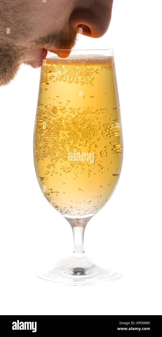 Male Drinking Beer From Glass Stock Photo Alamy