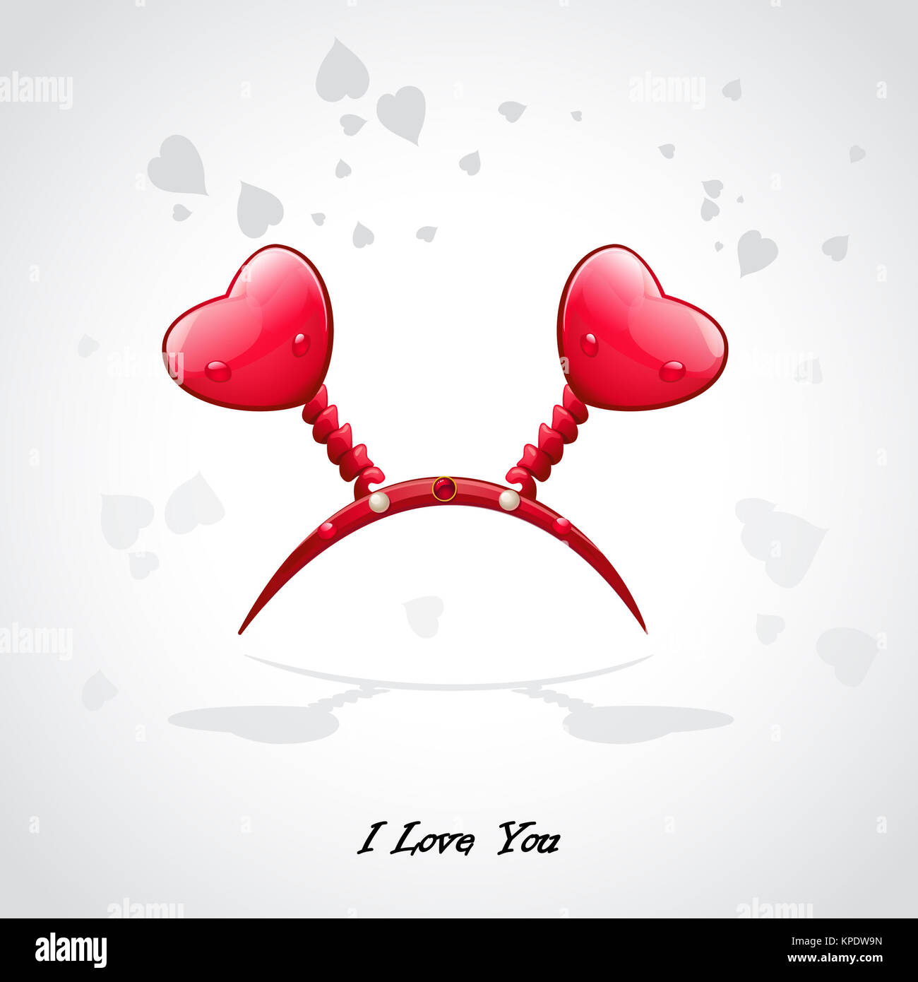 Valentine' s card with a crown and red hearts Stock Photo - Alamy
