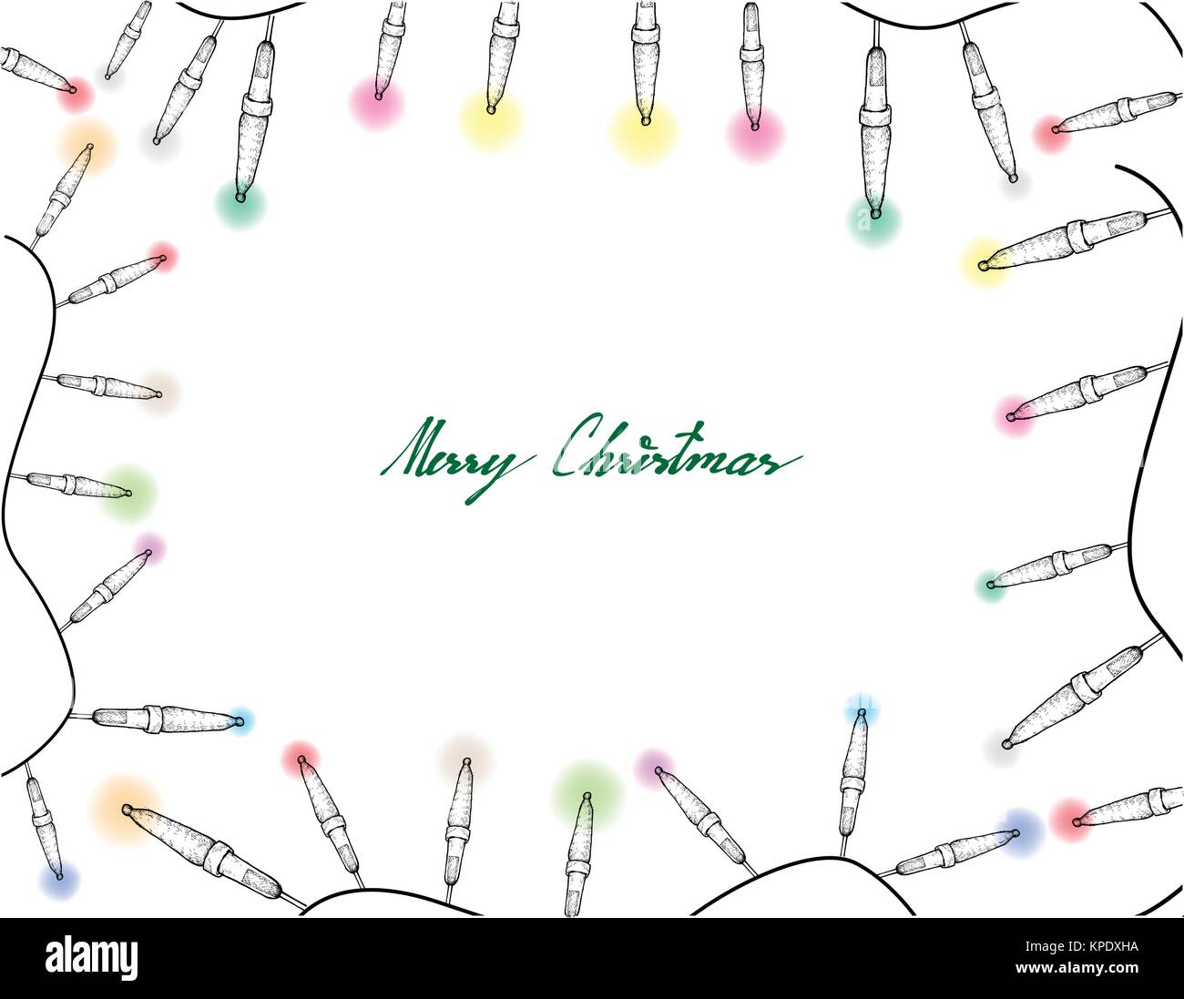Illustration Frame of Hand Drawn Sketch of Lovely Christmas Lights