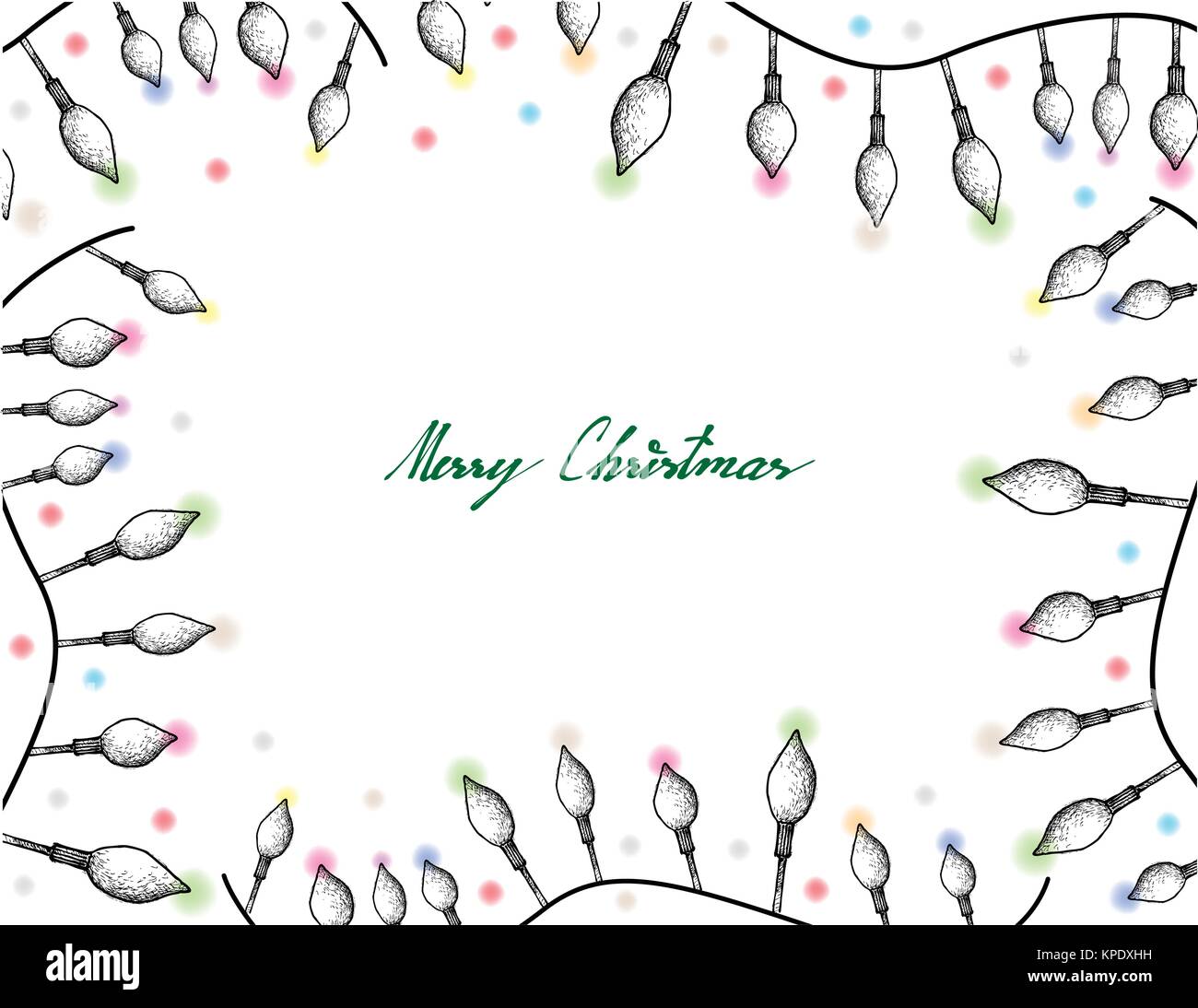 Illustration Frame of Hand Drawn Sketch of Lovely Christmas Lights