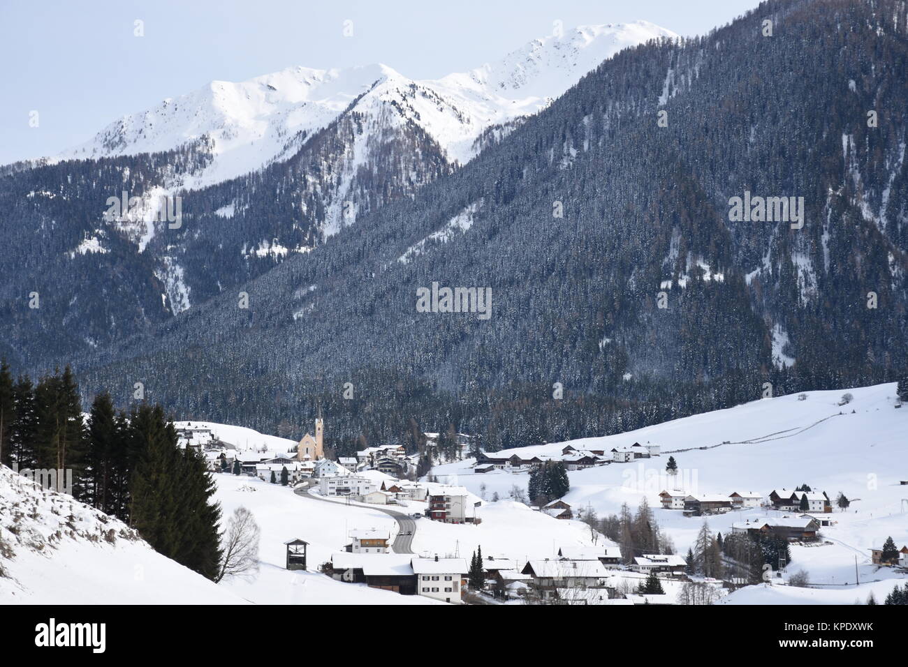 tyrol,winter,kartitsch,church,village,ig,gailtal,snow Stock Photo