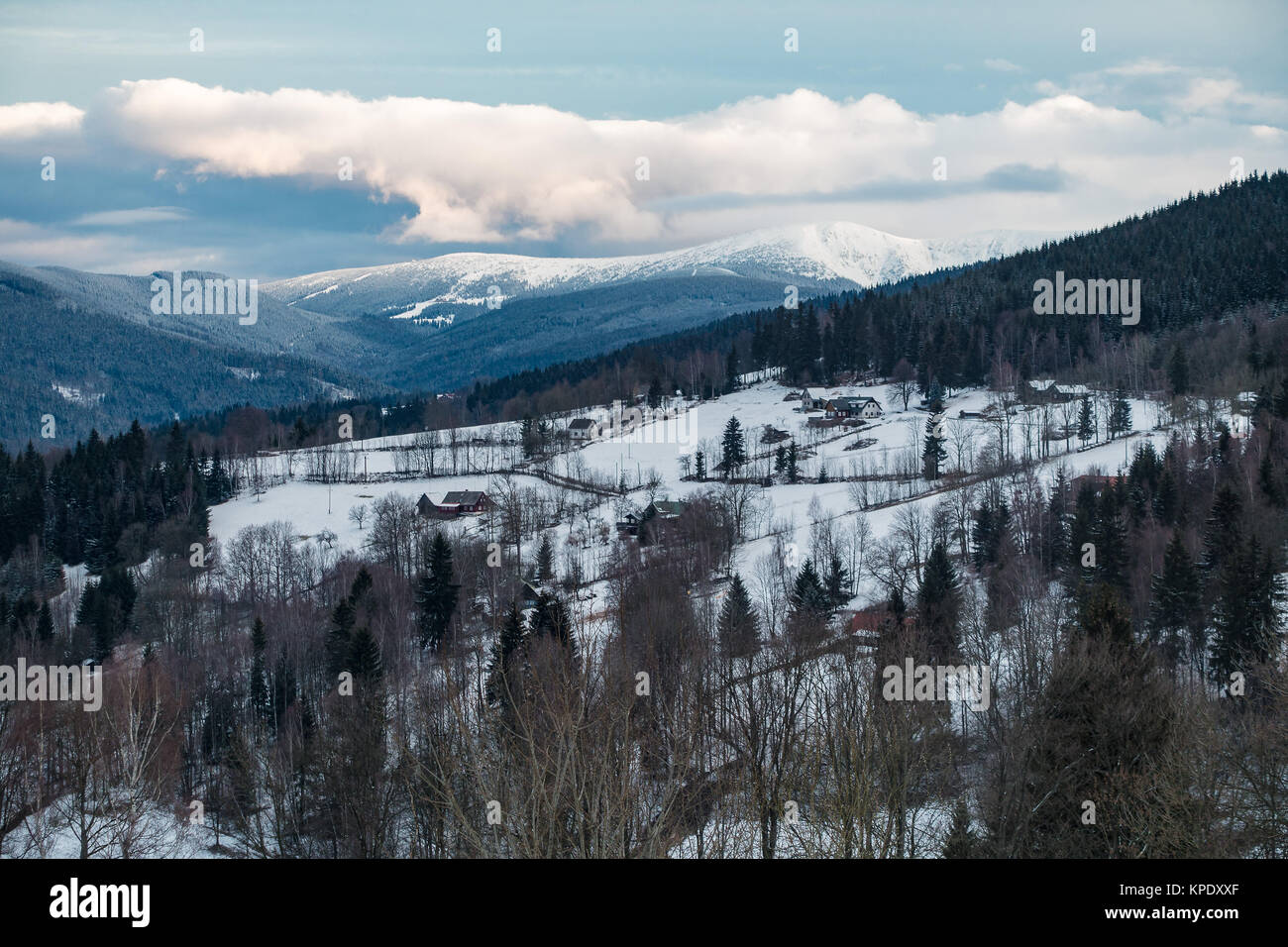 winter in the giant mountains in benecko Stock Photo
