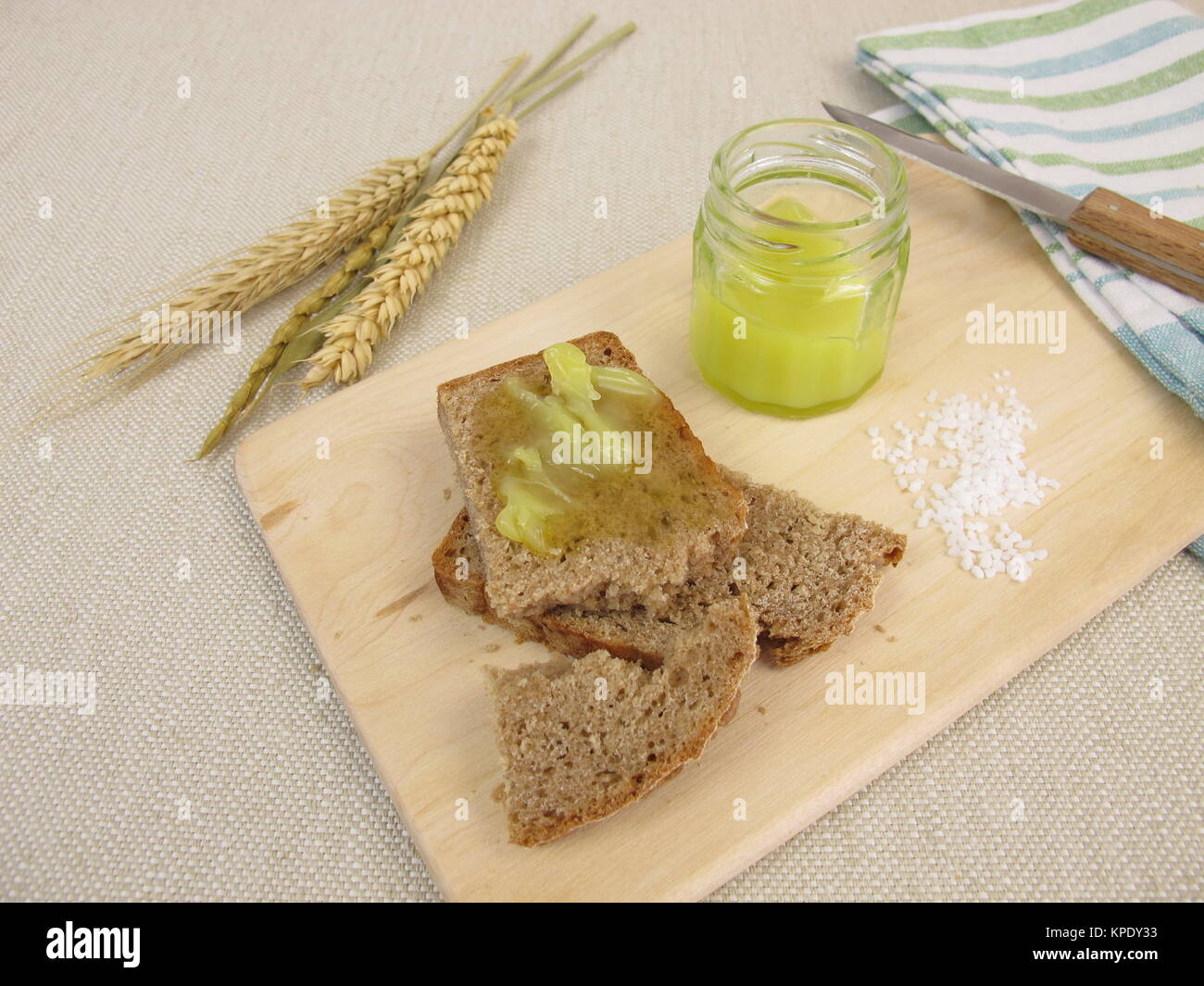 frozen olive oil,salt and bread Stock Photo Alamy