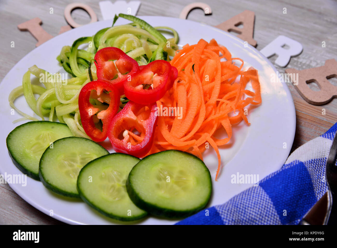 low carb vegetable letter text Stock Photo