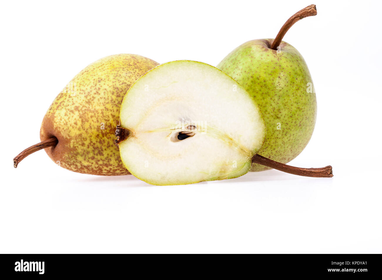 some fruits of green pear isolated on white background Stock Photo - Alamy