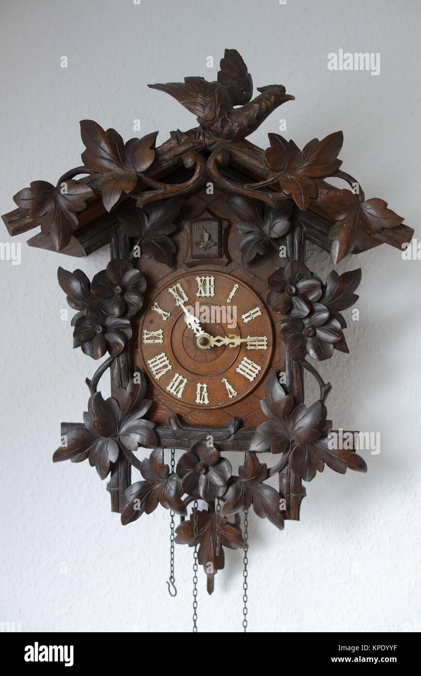 traditional wooden cuckoo clock Stock Photo