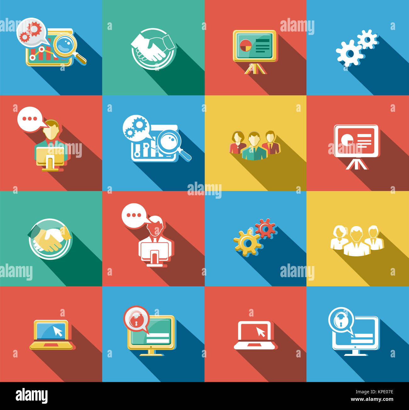 Internet and Web Flat Icons Set Stock Photo - Alamy