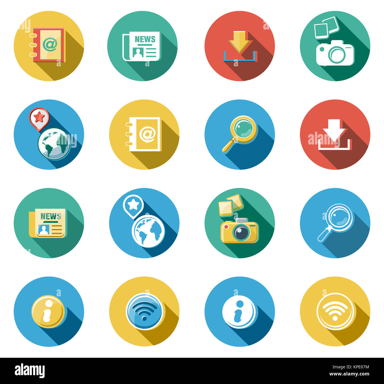 Internet and Web Flat Icons Set Stock Photo - Alamy