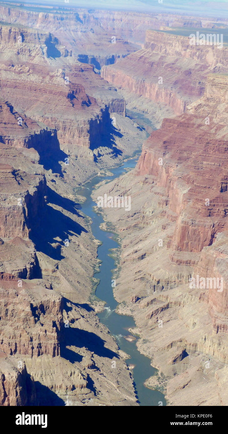 Blick auf den Grand Canyon und den Colorado in Arizona, USA, Luftaufnahme View of the Grand Canyon and the Colorado River in Arizona, United States, aerial view Stock Photo