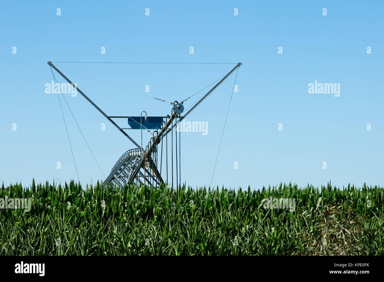 Large Lateral Move Irrigation System Stock Photo