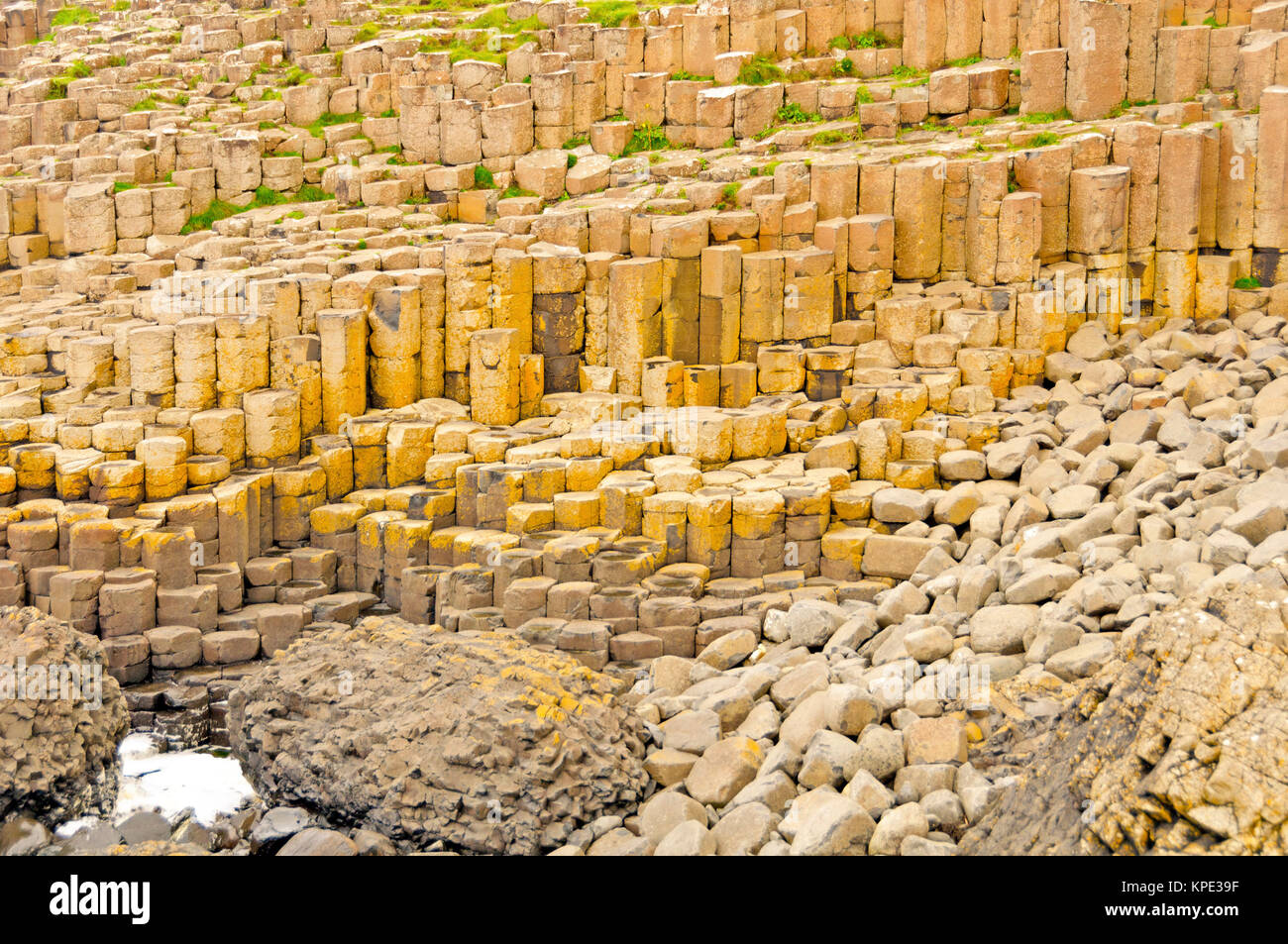 Basalt Columns and Pillow Lava at the Giant's Causeway Stock Photo