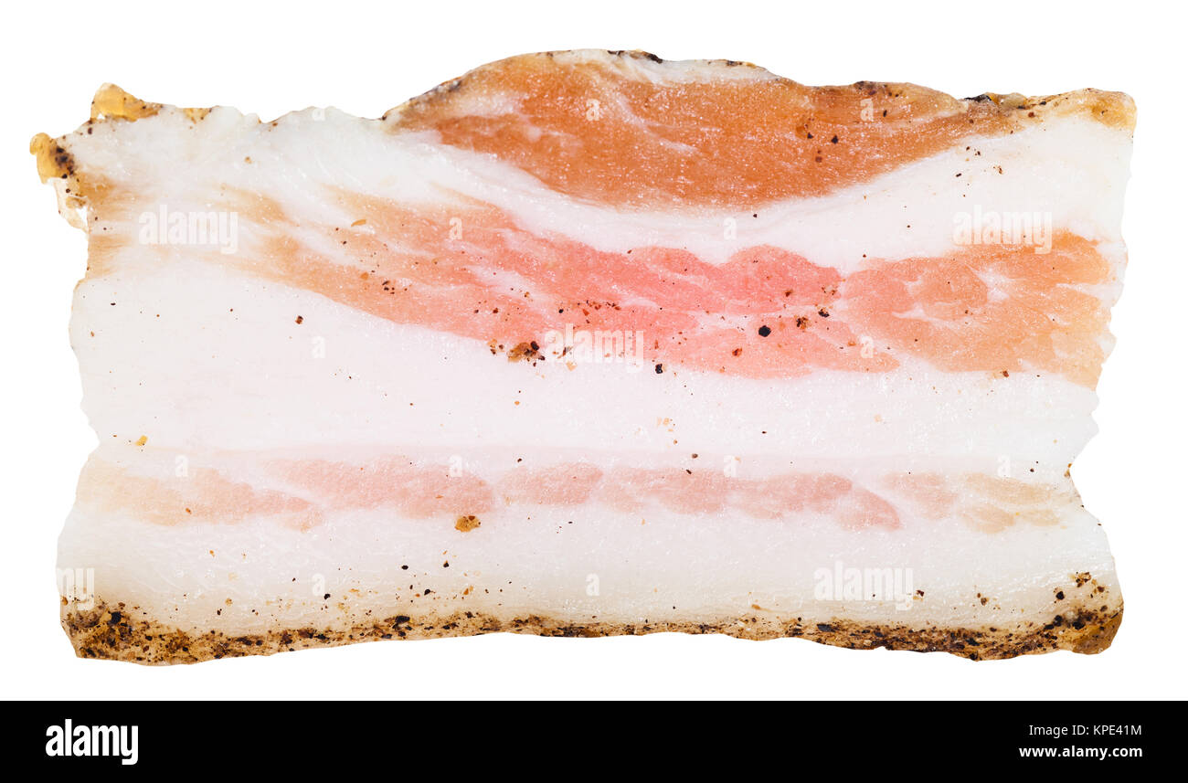 one slice of bacon isolated on white Stock Photo Alamy