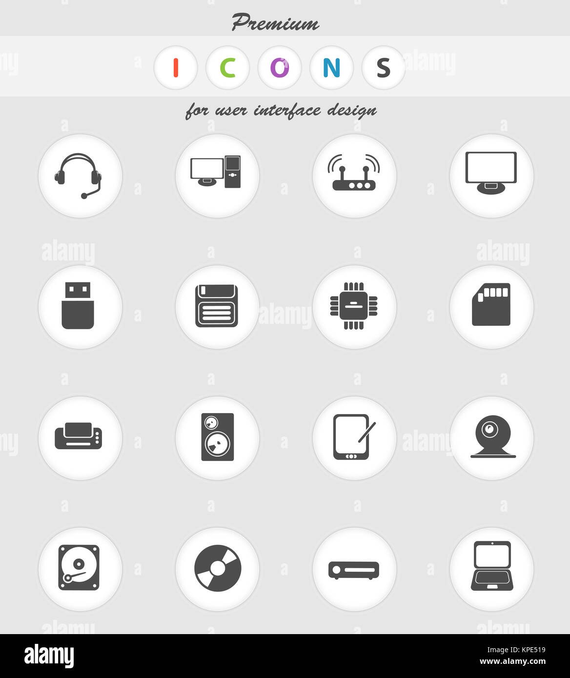Computer equipment simple vector icons Stock Photo - Alamy