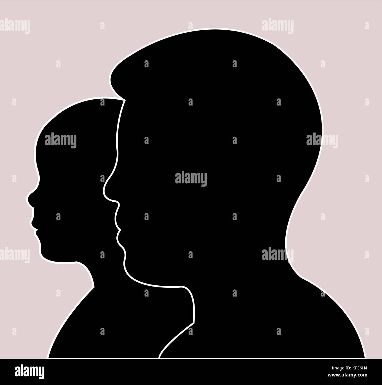 a man and a boy head silhouette Stock Photo