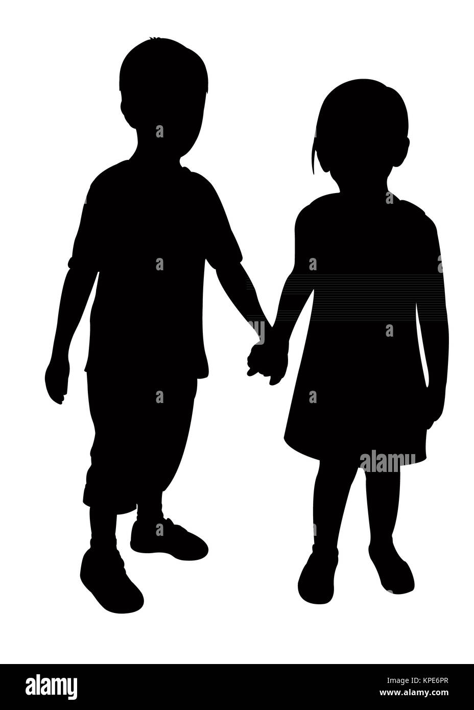 two children silhouette Stock Photo
