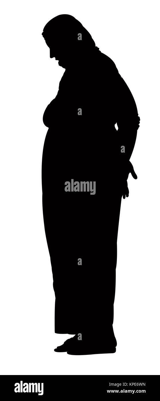 traditional turkish fat woman with scarf, silhouette Stock Photo