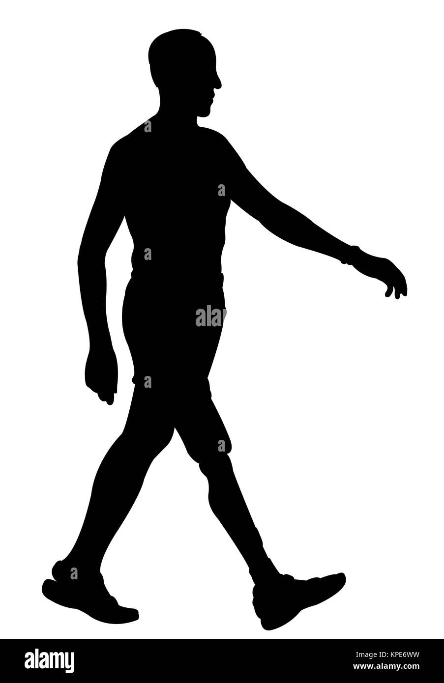 man walking with one prothesis leg Stock Photo
