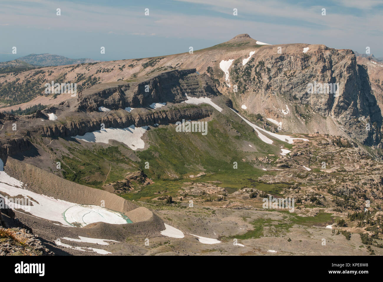 Table Mountain and Schoolroom Glacier from The Wall in Grand Teton National Park, Wyoming Stock Photo
