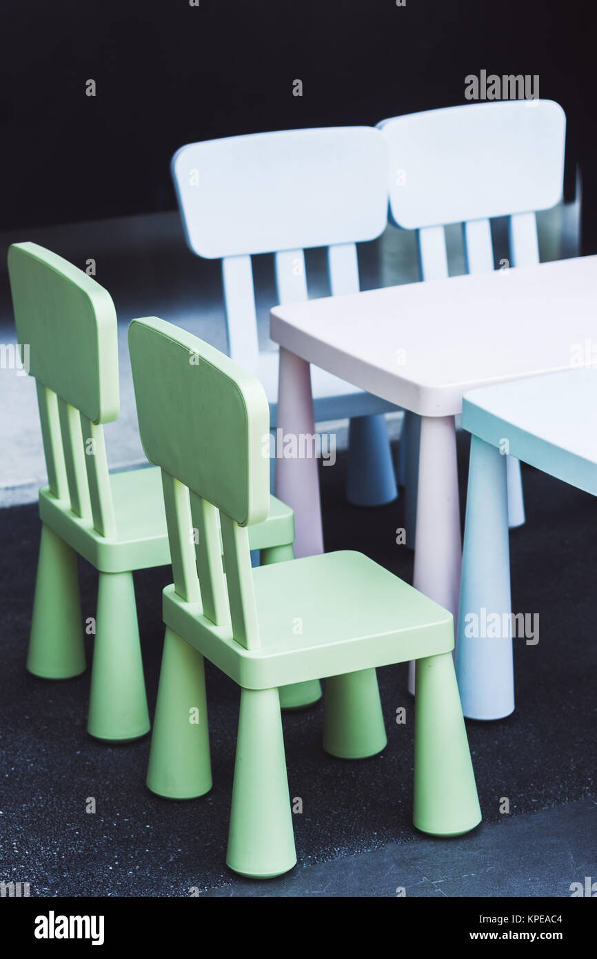 Set of multicolor children's furniture Stock Photo