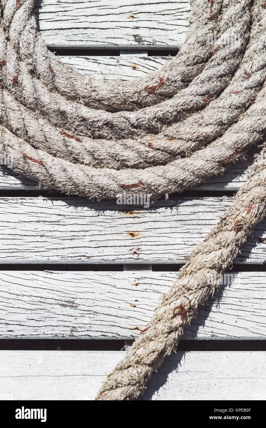 Rough texture of the old white rope Stock Photo - Alamy