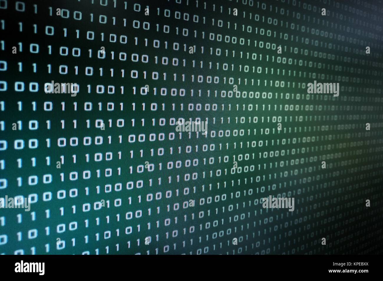 blue green binary code on computer screen. Blue green binary code ...