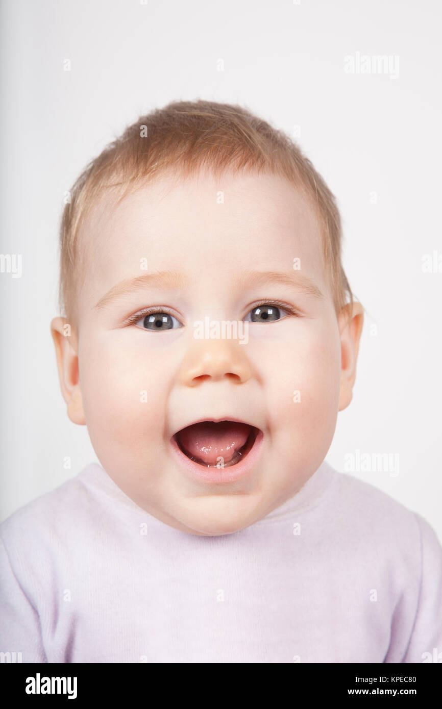 baby portrait open mouth Stock Photo Alamy