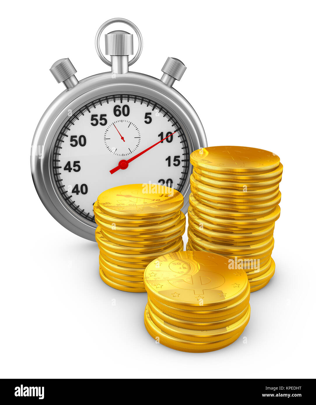 Stopwatch and coins Stock Photo Alamy