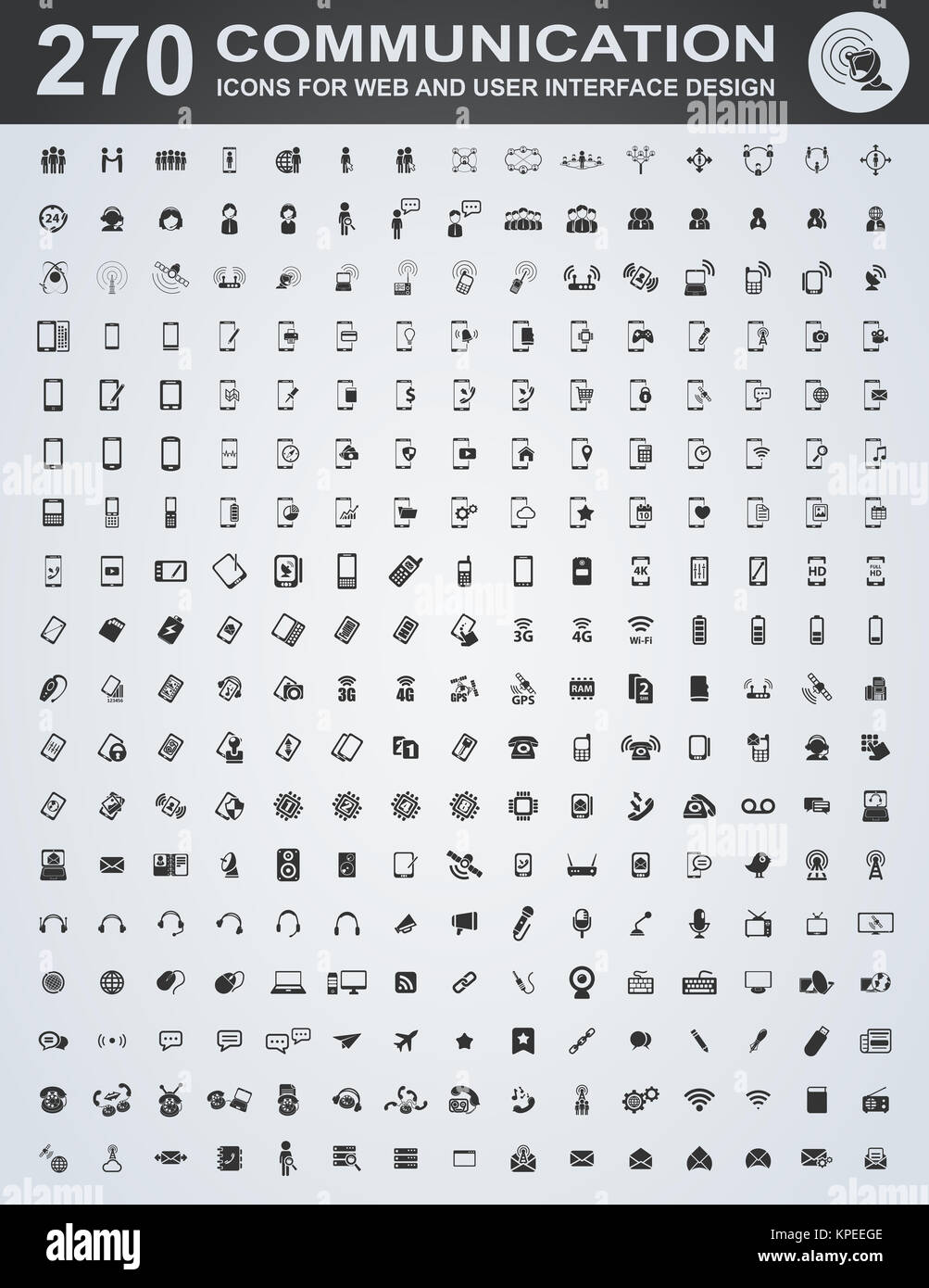 Communication icon set Stock Photo - Alamy