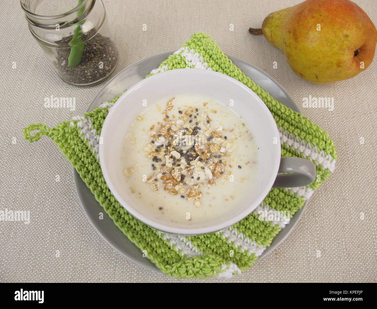 a cup of cereal drink with chia seeds Stock Photo