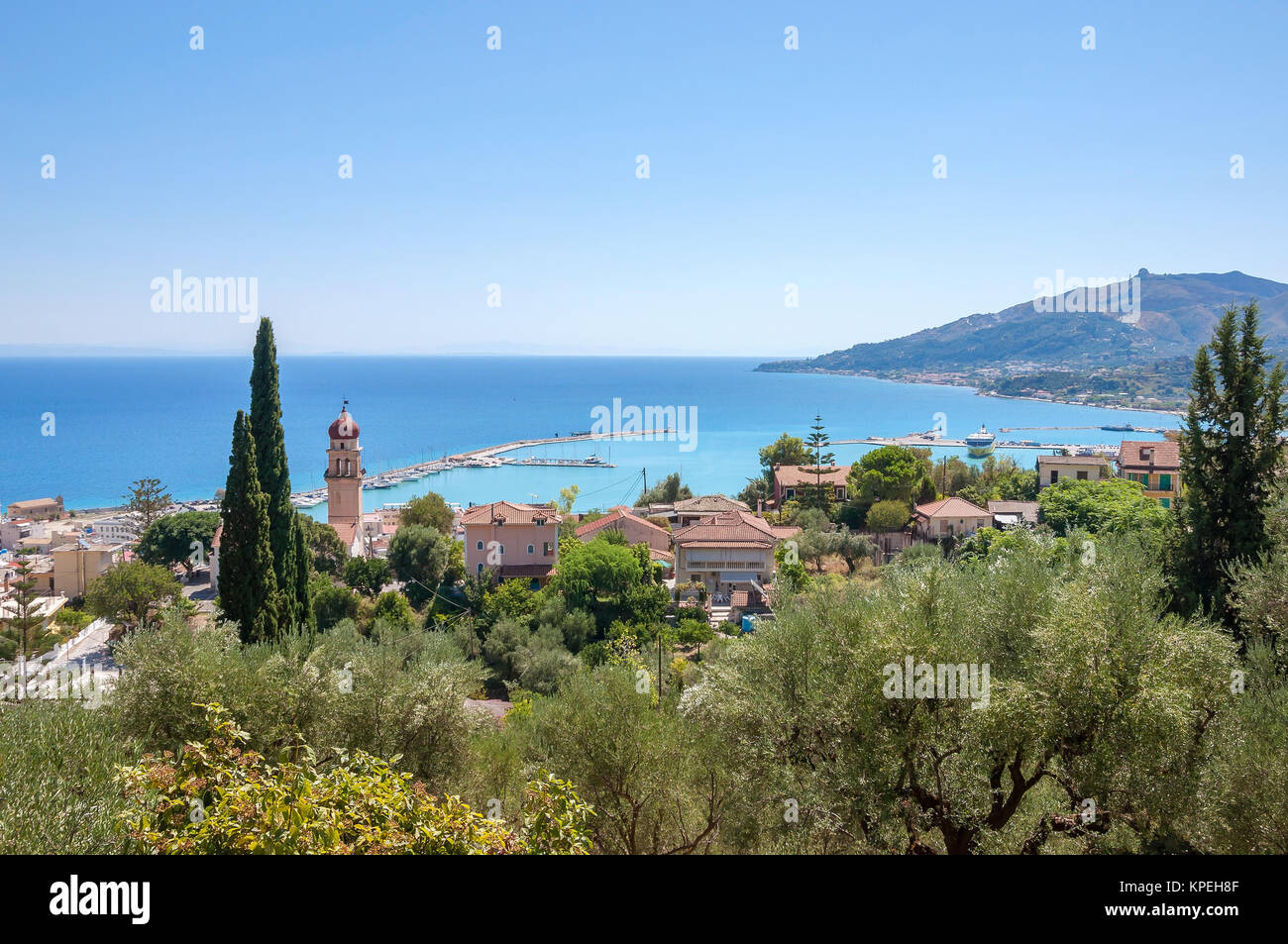 View of port in Zante town, capital city of Zakynhtos, Greece Stock Photo