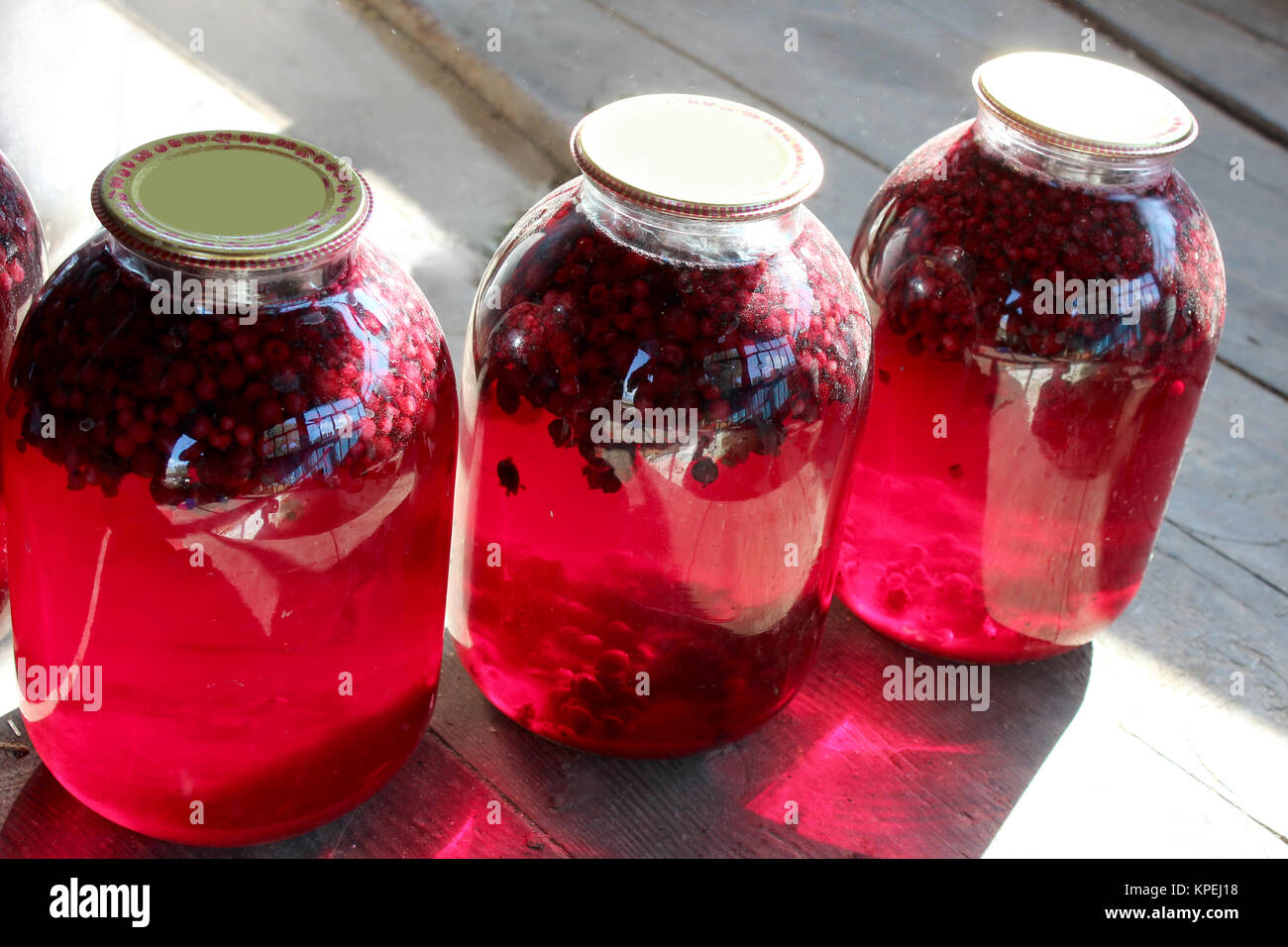 jars with fruit compote Stock Photo Alamy