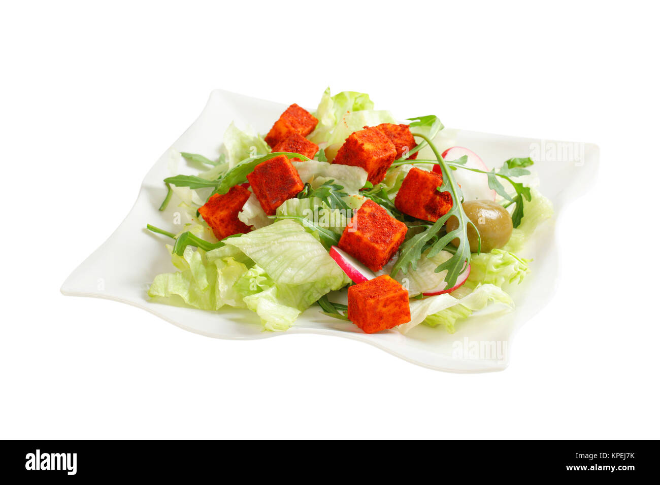 Fresh vegetable salad with diced cheese Stock Photo Alamy