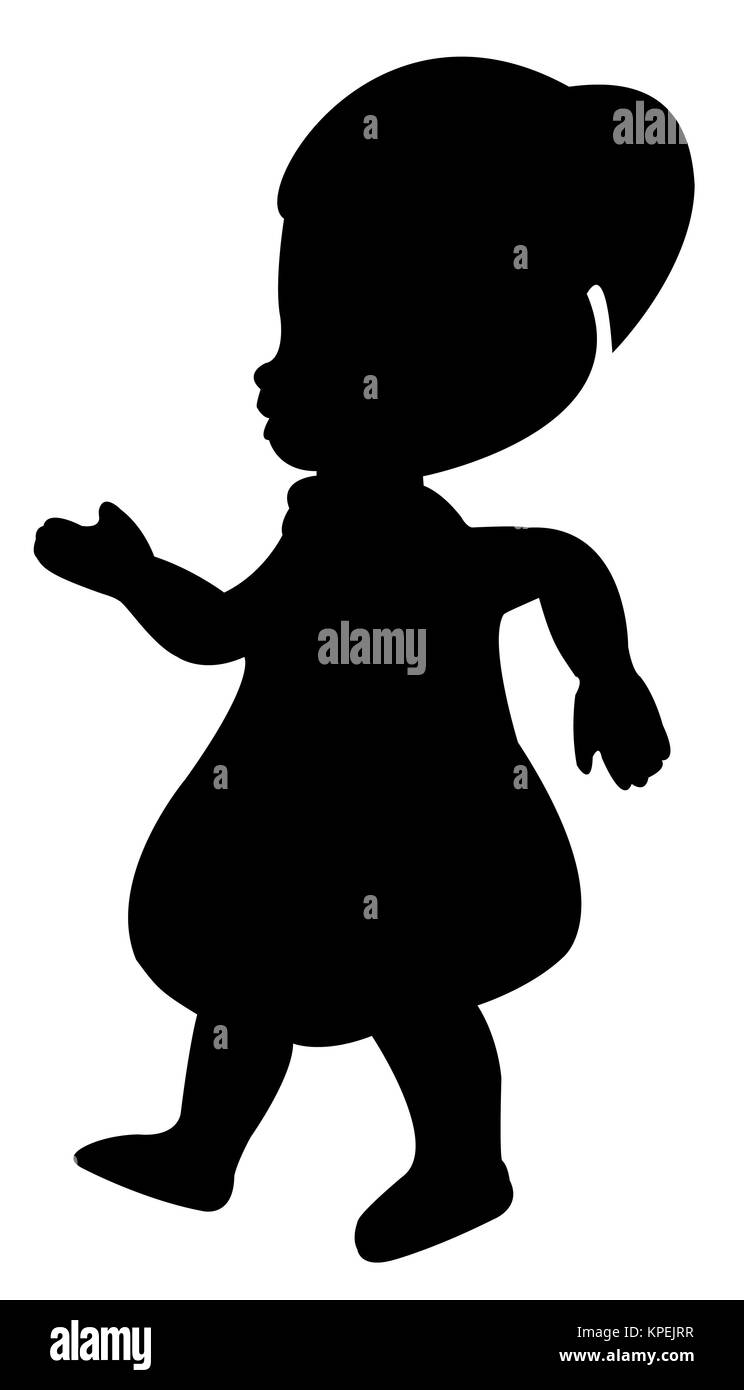 a doll with long hair, silhouette Stock Photo