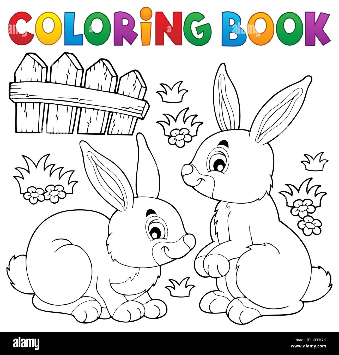 Coloring book rabbit topic 1 Stock Photo