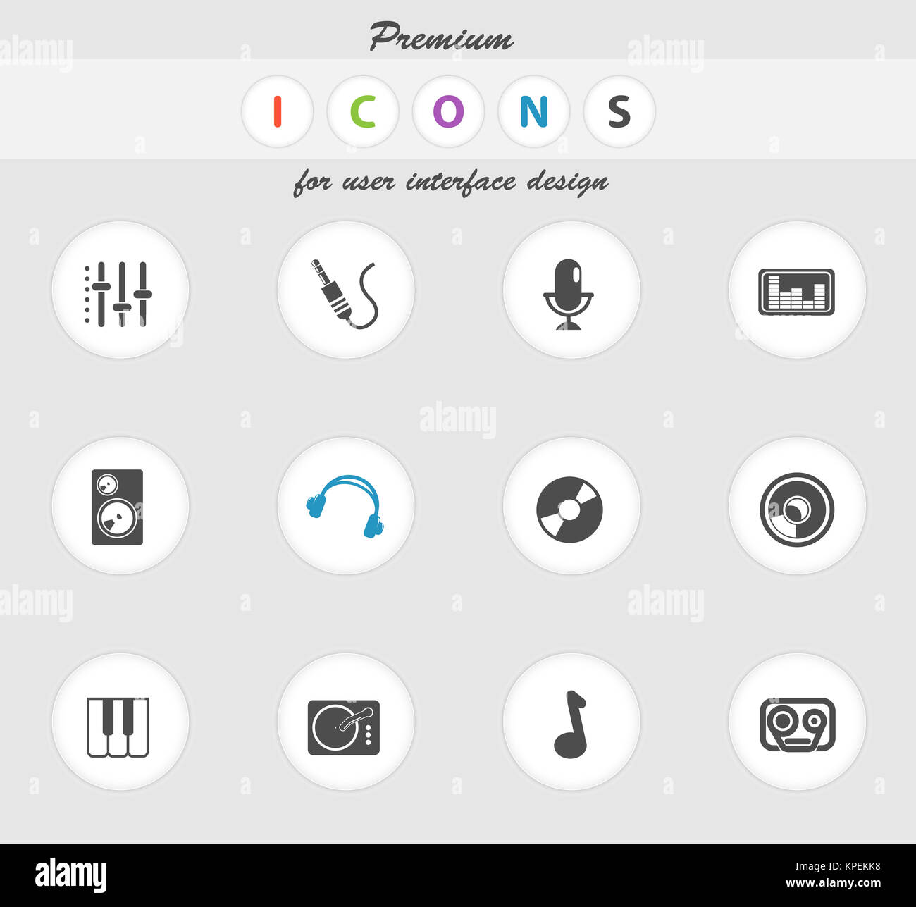 Audio and music simple vector icons Stock Photo - Alamy