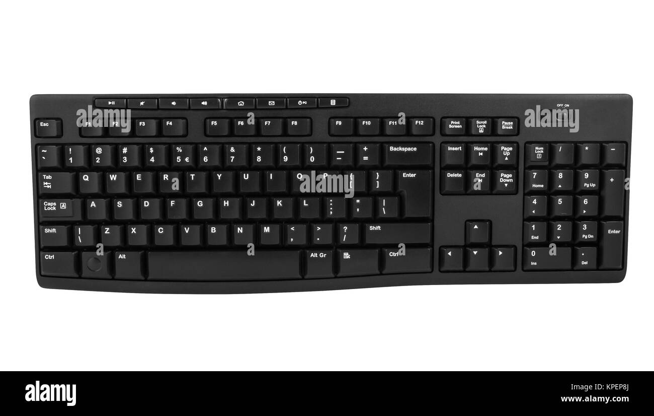 Wireless computer keyboard on a white background stock photo alamy