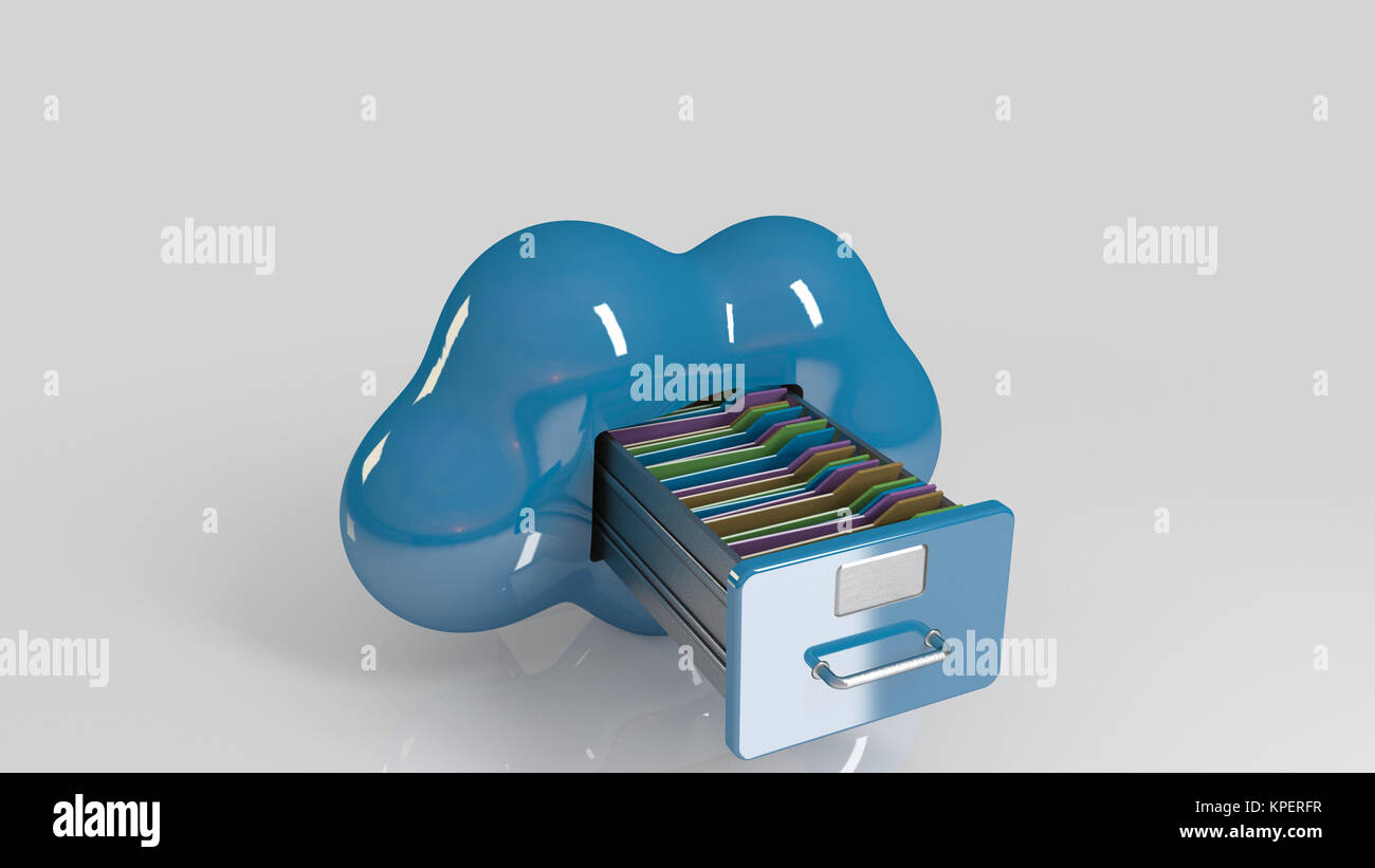 3d cloud storage with folders Stock Photo - Alamy