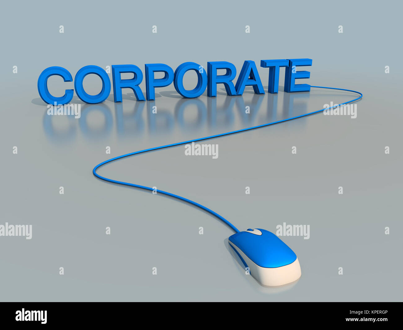 a mouse connected to a 3d word corporate Stock Photo - Alamy