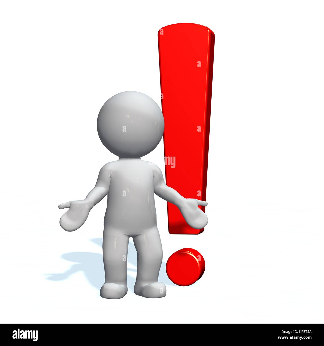 3d people - man,person and a red exclamation mark Stock Photo - Alamy