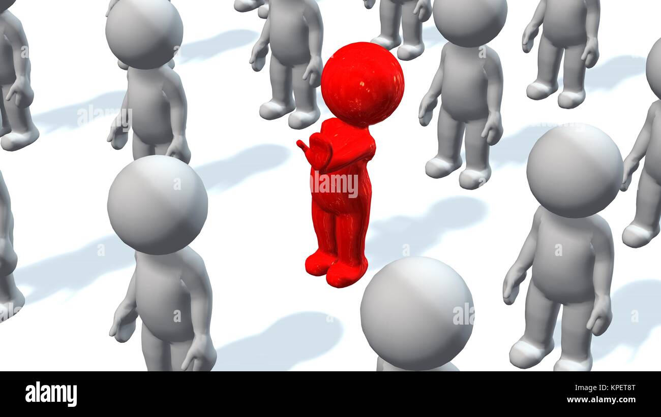 Stand Out Red out of the crowd stand out - red 3d people between gray people Stock ...
