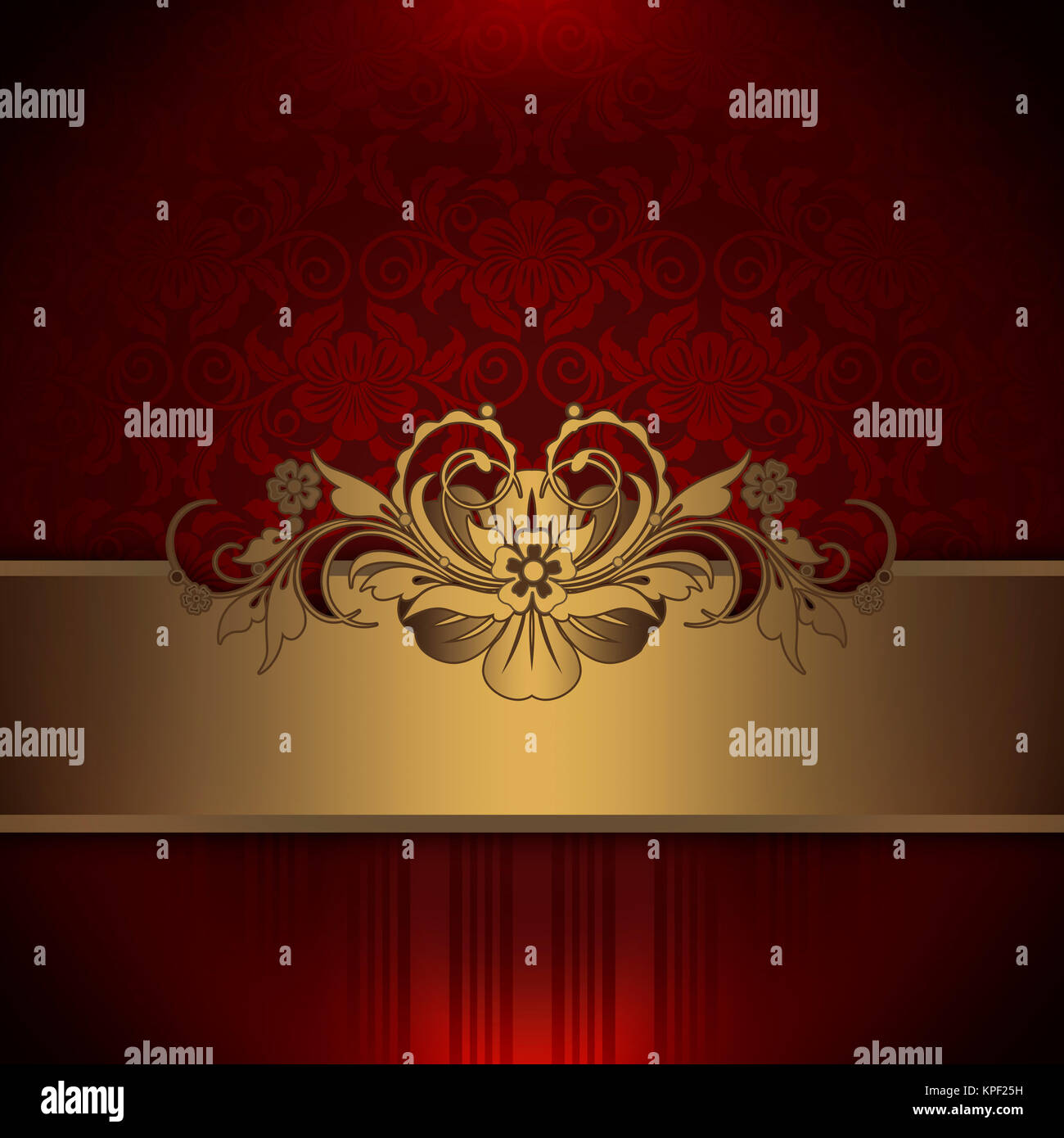 Red and gold vintage background with oldfashioned pattern and