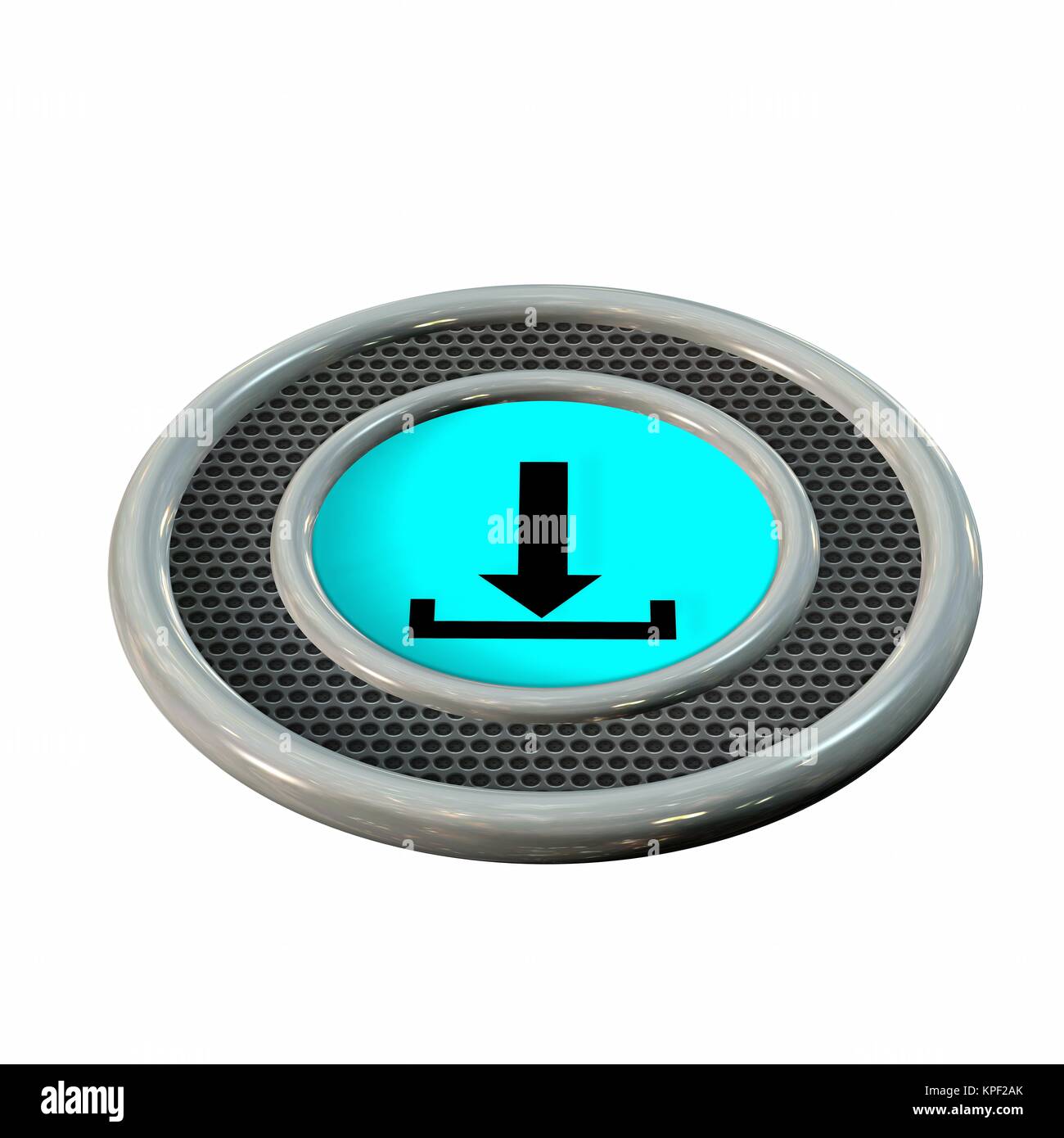 Download button round - insulated on white Stock Photo