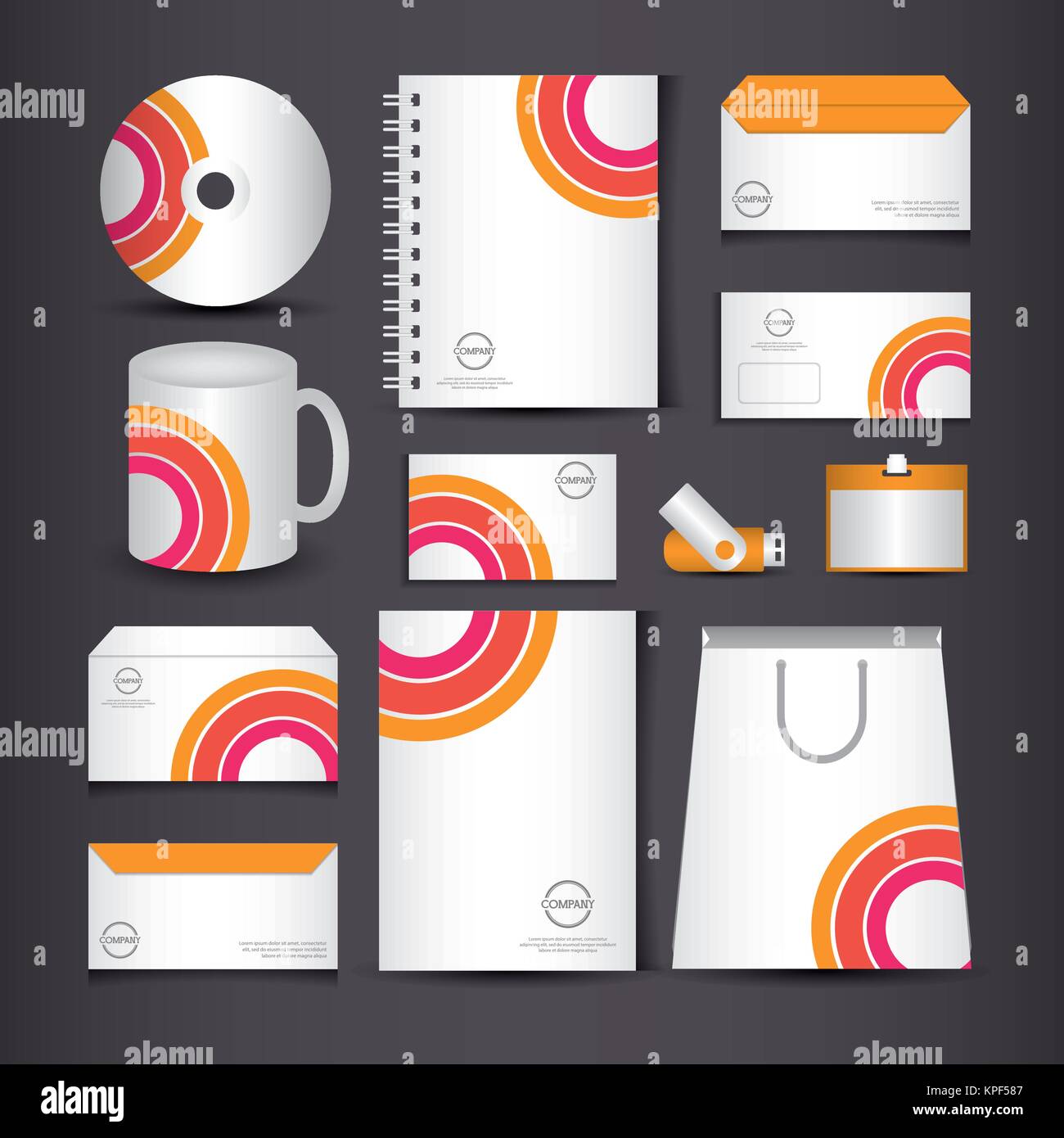 colorful stationery corporate identity template design Stock Vector