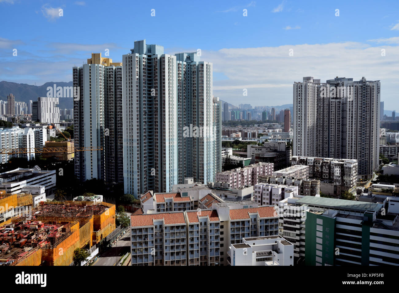 Re-development of decrepit residential  area sees towering blocks of new high-risers. Stock Photo