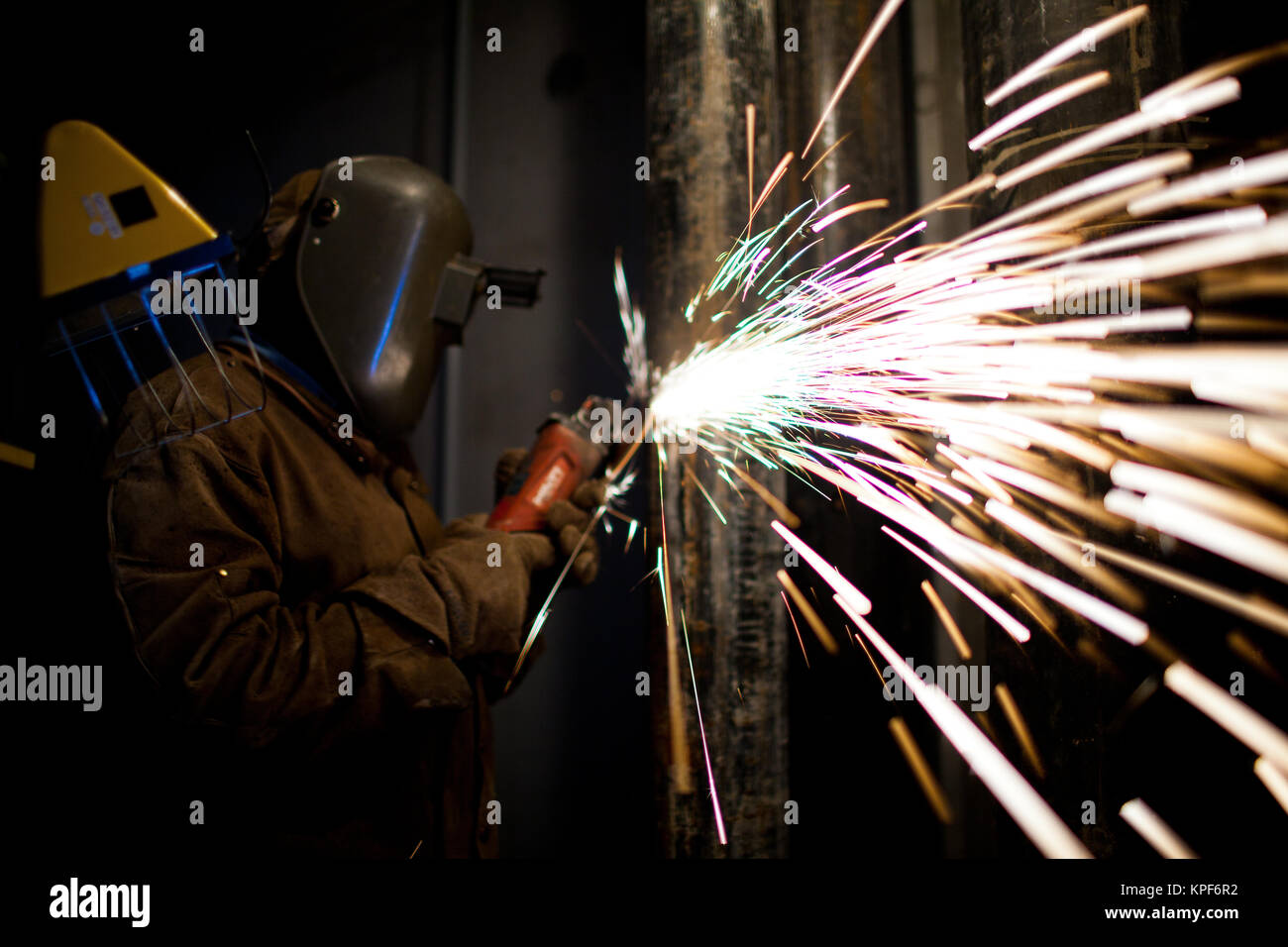 manual worker with metal cutting tool Stock Photo Alamy