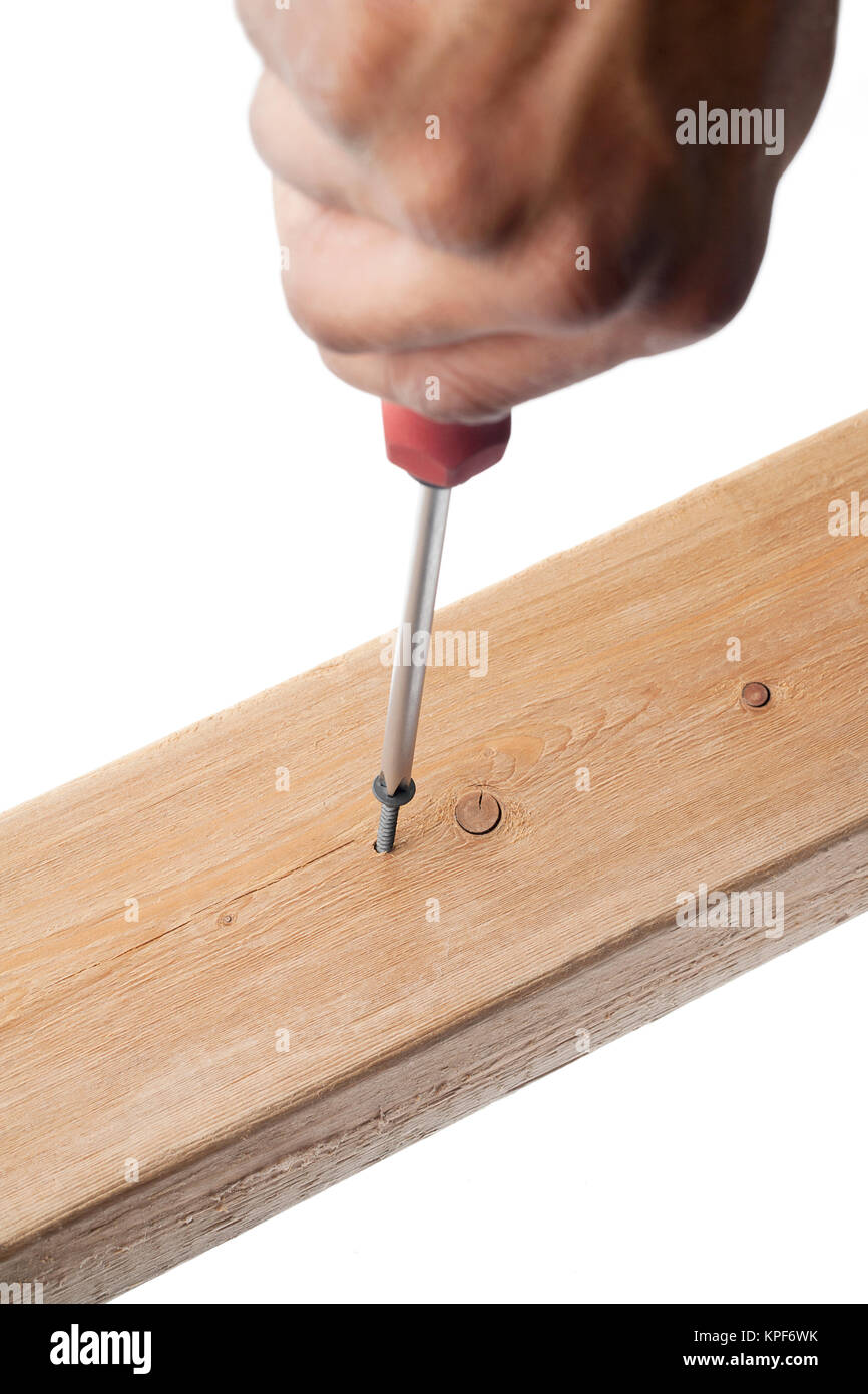 screw being driven into wood Stock Photo Alamy
