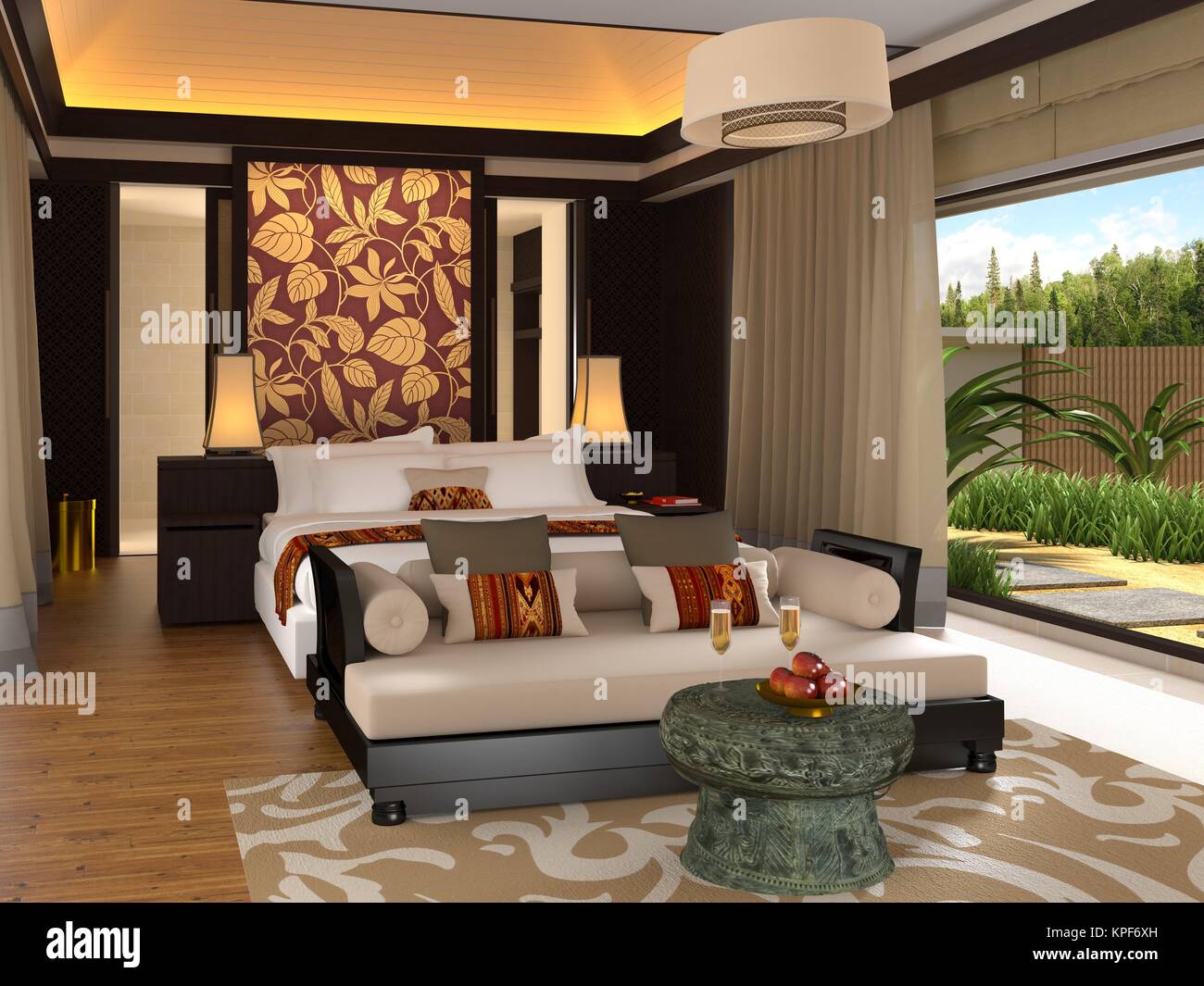 Image showcasing bedroom interior in modern style 3d illustration Stock Photo - Alamy